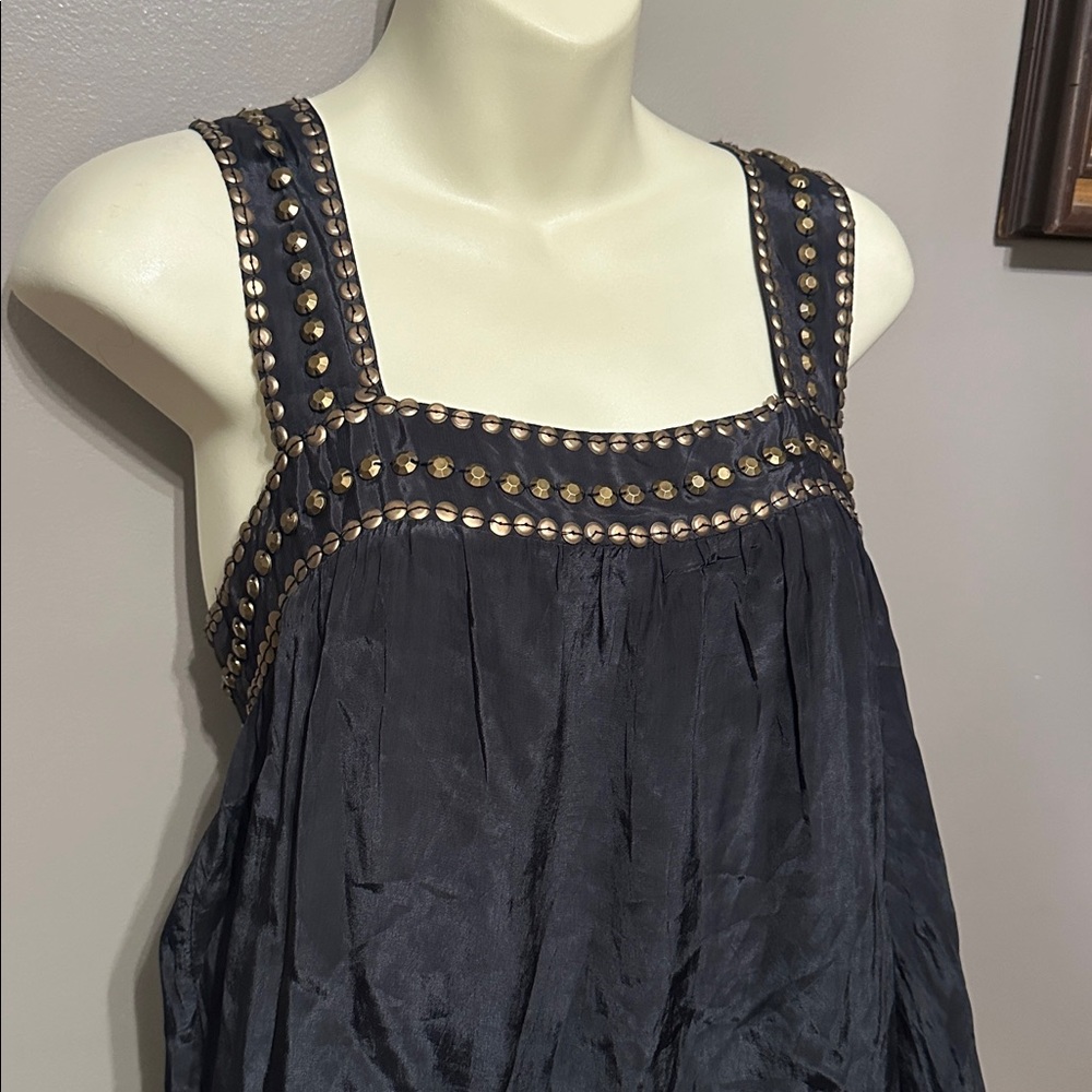 Anthropologie Muche Muchette Elegant Black Sleeveless Dress beaded straps size S - Picture 2 of 9